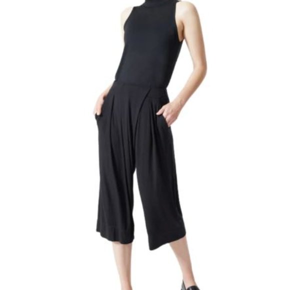 NWT MPG Sport Jersey Pant - Pendant Wide Leg Pleated Crop in Black - Picture 1 of 8